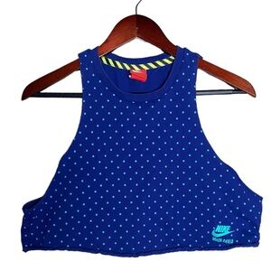 Nike Dark Blue Track & Field Polka Dot Cropped Athletic Tank Top M